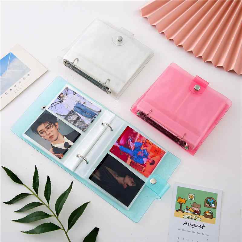 Notebooks, Paper Products - 透明 活頁 フォト アルバム 子供用 家族 写真 収納 ケース かわいい ピンク ブルー 透明 ケース 25 ページ 4 インチ 6 インチ 対応 写真 カード ポケット PP 素材 軽量 家族 記念 卒業 旅行 ギフト 向き フォトブック 水晶 スタイ