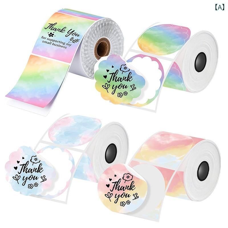 Label Paper - ラベルシール 熱敏紙 ホログラム 反射 ラメ加工 金銀色 長方形 円形 透明 防水 花柄 包装封口用 印刷対応 耐久性 薄型 格ラシン裏紙 水性接着 長方形57x32mm 円形50mm 長方形12x40mm