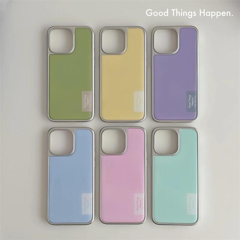 Label Paper - iPhone スマホケース メンズ レディース 防摔 保護 透明 水凝膠 電気メッキ加工 銀色 グリーン ベース ラベル 紫色 ベース ラベル ピンク ベース ラベル 青色 ベース ラベル 黄色 ベース ラベル ブルー ベース ラベル DIY デコレーシ