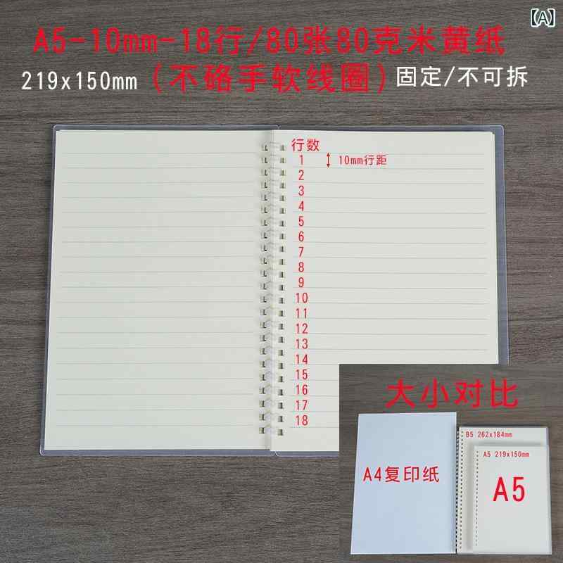 ノート ビジネス ノートブック ソフトリング ノート A5 B5 サイズ PP 透明カバー 紙質 ノートパッド 活頁 ノート ビジネス オフィス 用途 40g 原木パルプ 紙 内芯 標準 サイズ 手帳 スケジュール 帳 メモ 帳 書き込み しやすく クリ