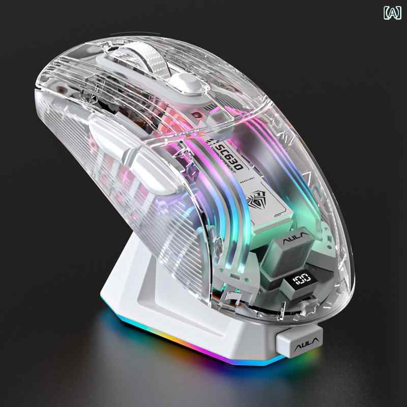 ・カテゴリ: ブルートゥースマウス・接続方式: 2.4GHz+ブルートゥース・対応機種: ノートパソコン・按鍵数: 6・インターフェース: USB・無線周波数: 2.4GHz・解像度調整: 5段階・操作距離: 10m・動作方式: 光電式・スクロールホイール: 4方向・線長: 1.5m・製品サイズ: 126.3×62.5×38.4mm・製品重量: 約110.2g・カラー展開: 白透、黒透、紫透、粉透・電源方式: 充電式