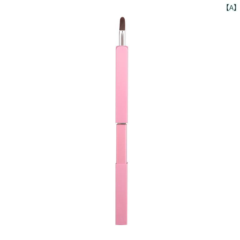 Makeup Goods - 唇刷 伸縮 リップブラシ 口紅メイク 化粧筆 人工繊維毛 メイクツール ピンク シルバー ブラック 軽量 伸縮柄 細長い形状 精密メイク 普段使い メイクアップブラシ コスメブラシ