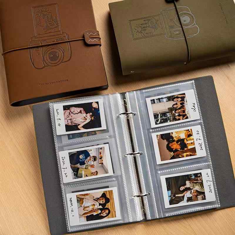 相册 アルバム 収納本 透明 コレクション 記念 写真集 活頁 フォトブック オリーブグリーン 馬鞍茶色 PU素材 3寸 4寸 5寸 6寸 50ページ 100ページ 150ページ 家族思い出 旅行記録 日常スナップ シンプル 耐久性 整理便利