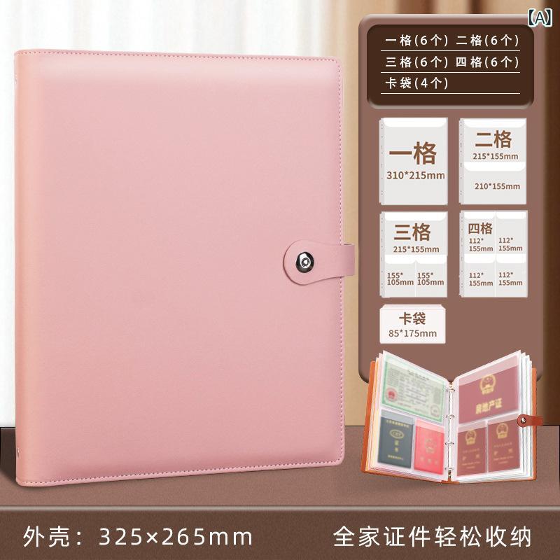 Other - 家庭 書類 収納 冊 資料 ホルダー 活頁 ファイル 保護 ケース カード 収納 ポケット 赤ちゃん 出生証明書 戸籍謄本 予防接種証明書 収納 ケース PVC 素材 透明 ファイル ピンク グレー グリーン ブラウン カラーバリエーション 軽量 整理