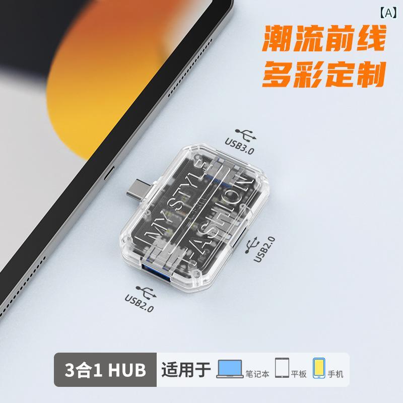 USBハブ 拡張ドック 透明 Type-C マルチポート ノートPC 拡張器 コンパクト 軽量 多機能 USB拡張 3合1 4合1 5合1 6合1 8合1 10合1 ネットポート ワイヤレス充電 対応 HDMI VGA 出力 グレー ピンク グリーン ブ