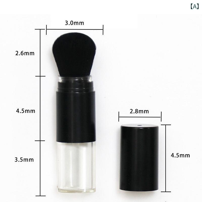 散粉ブラシ ABS素材 注塑加工 直径28mm 装粉量10g 粉罐装 可拆卸 メイクブラシ 防晒粉ブラシ ルースパウダーブラシ ブラック ポータブル メイクアップツール 通用肌質 保湿パウダー 軽量デザイン 持ち運び便利 メイク仕上げ ブラシヘッド交換可