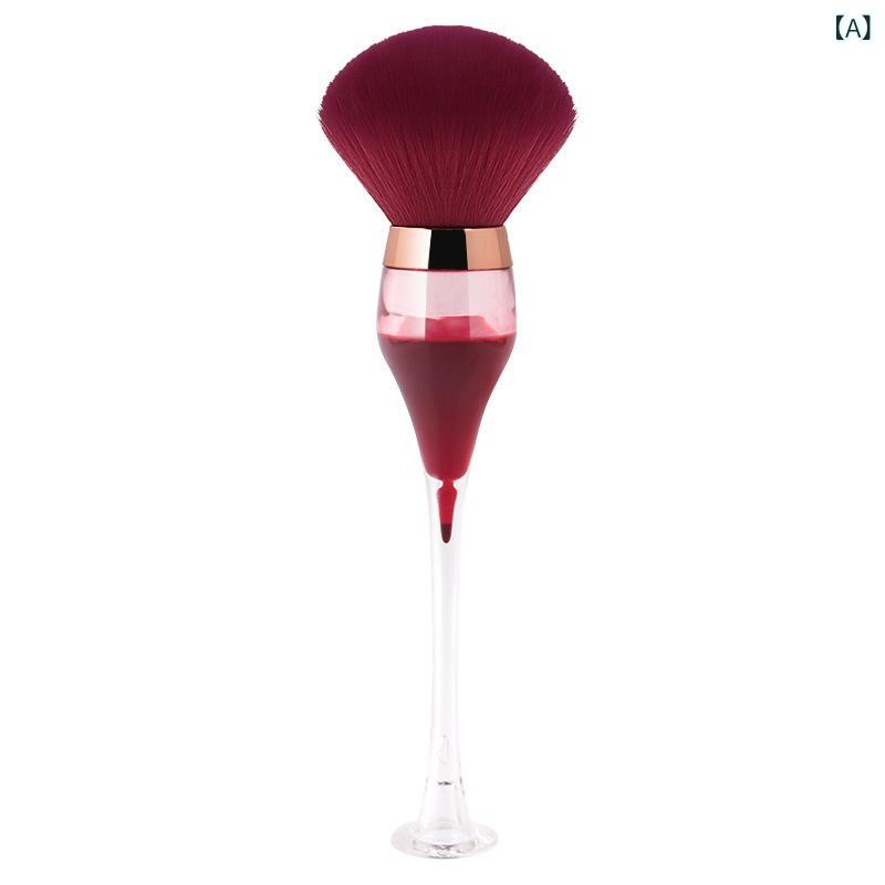散粉ブラシ メイクブラシ 液体ファンデーション用 ロングハンドル 人造繊維 柔らかい毛質 酒紅色 香槟色 ピンクカラー メイクツール 化粧筆 フェイスパウダー用 精密仕上げ 日常メイク プロ仕様 コンパクト設計
