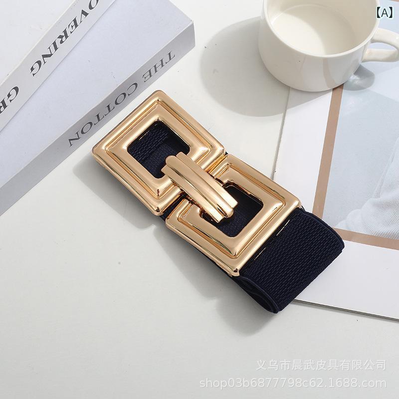 女用 - 秋冬 メンズ レディース ウエストベルト 伸縮性 コルセット コットン麻 合金 方形 バックル ハングフック 黒 赤 深茶 黄色 緑 青 ネイビー 粗幅 腰回り補正 スタイルアップ 普段使い 通勤 軽量 高級感 韓国風 シンプル モダン