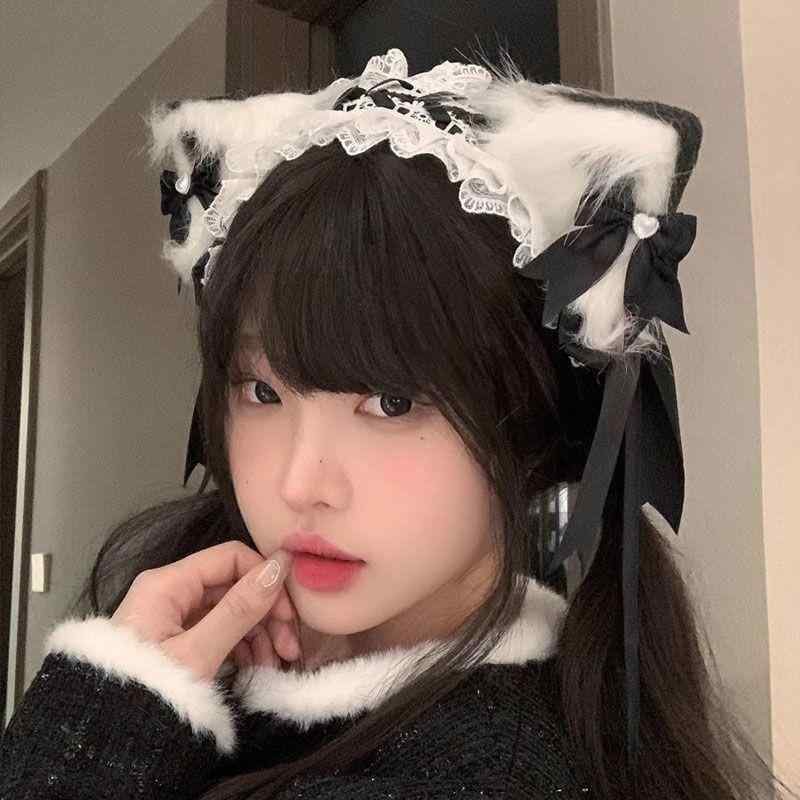 ヘアアクセサリー 男女兼用 二次元 ロリータ かわいい 猫耳 ヘアバンド ヘアクリッ...