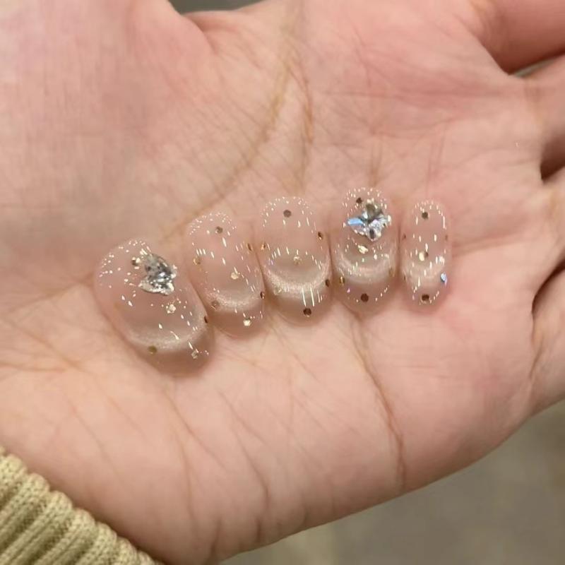 レディース つけ爪 ハーフセット ハリウッド風 イブニングパーティー用 再利用可能 剥がせる美甲 ステッカー ショートラウンド ショートオーバル 純色 キャットアイ かわいい 超薄無痕 クリア シンプル ショート ウェアイングタイプ ハート 星空 スター