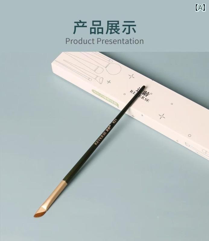 其它 - メイクブラシ アイライナー 刷毛 人造繊維 木柄 長柄 細線 アイシャドウ 眉メイク 鼻影 動物毛風 メイクアップ ツール 軽量 精密 仕上げ ブラック コスメティック セット