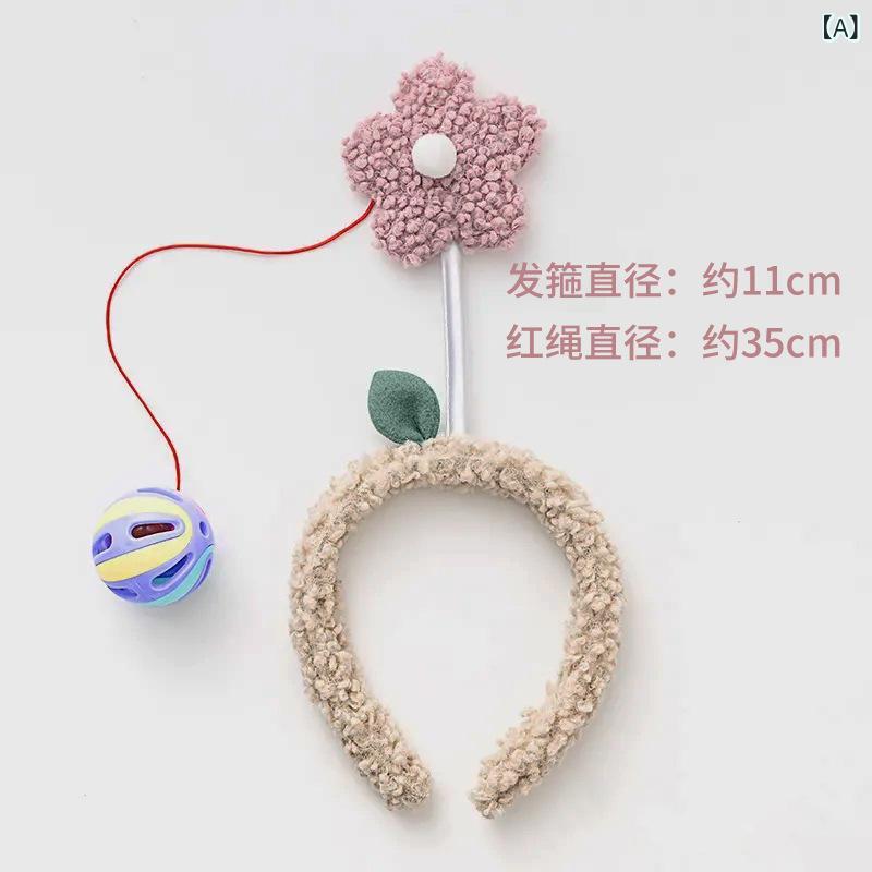 ヘアアクセサリー 女の子用 かわいい 手作り 防滑 発箍 頭飾り ピンク 赤 橙色 花柄 春夏 赤ちゃん 玩具 鈴 ボール 赤ちゃん用