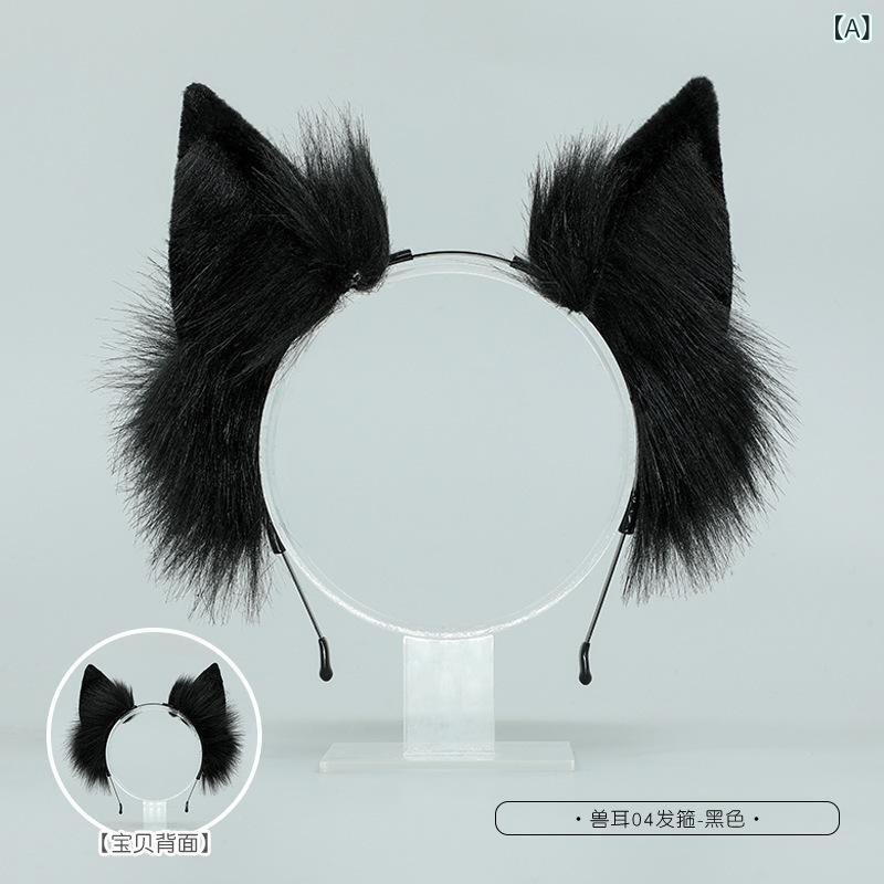 ヘアアクセサリー ユニセックス かわいい 毛绒 猫耳 ヘアバンド 手作り コスプレ 漫展 派对 装扮 頭飾 黒 白 ベージュ ピンク グレー 紫 ワインレッド 青 コットン 柔らかい 軽量 通年使用 ハロウィン コスチューム ヘッドピース