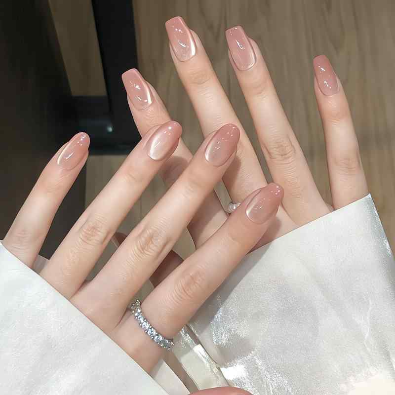 ネイルチップ メンズ レディース ユニセックス 水蜜桃 ピーチカラー グラデーション 猫目 デザイン 法式 フレンチスタイル 簡約 シンプル インスピレーション 風 ピュアディザイア 椭圓型 オーバルシェイプ 着用 タイプ 穿戴式 星空 パターン ジェル