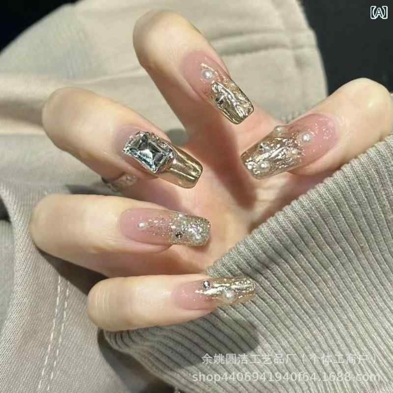 レディース ネイルチップ セット かわいい ピンク シルバー ラインストーン 装飾 短め デザイン 大理石 柄 復古 スタイル 指先 アクセサリー ハンド メイク 指輪 風 女性用 日常使い 軽量 耐久性 自然 フィット XS S M L サイズ 対応