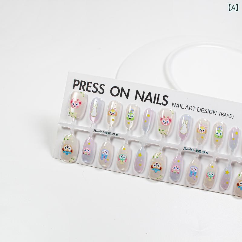 ネイルチップ 女性用 猫眼デザイン 超薄無痕 簡約スタイル 穿戴式 卡通パターン かわいい クリエイティブ 手作り風 ピンク系 軽量 伸縮性 普段使い 通勤用 部屋着