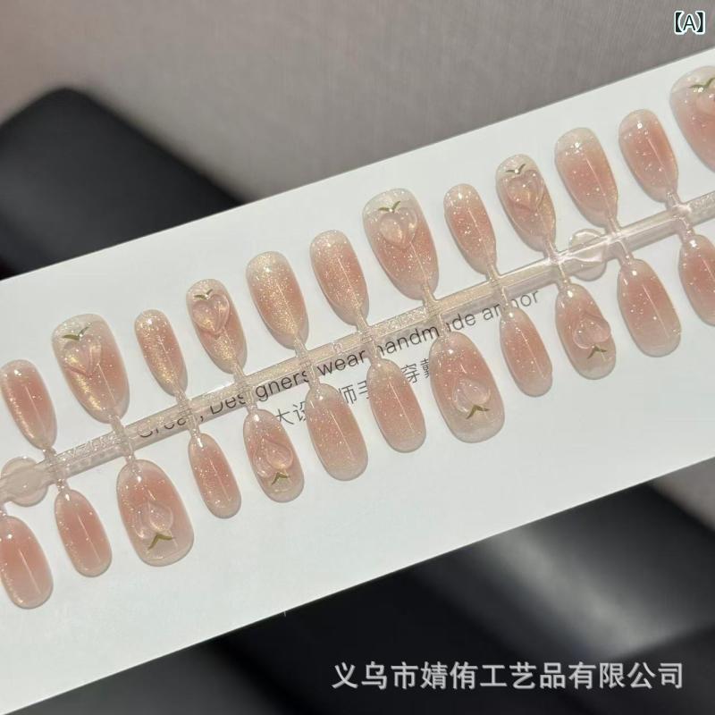 夏用ネイルチップ 女性用 30枚セット ピーチ柄 かわいい 星空柄 猫眼 法式 甘い シンプル 軽奢風 ins風 純欲風 短爪 手軽着脱 再利用可能 M S XSサイズ 軽量 伸縮性 夏向け ピンク系 ホワイト系 イエロー系