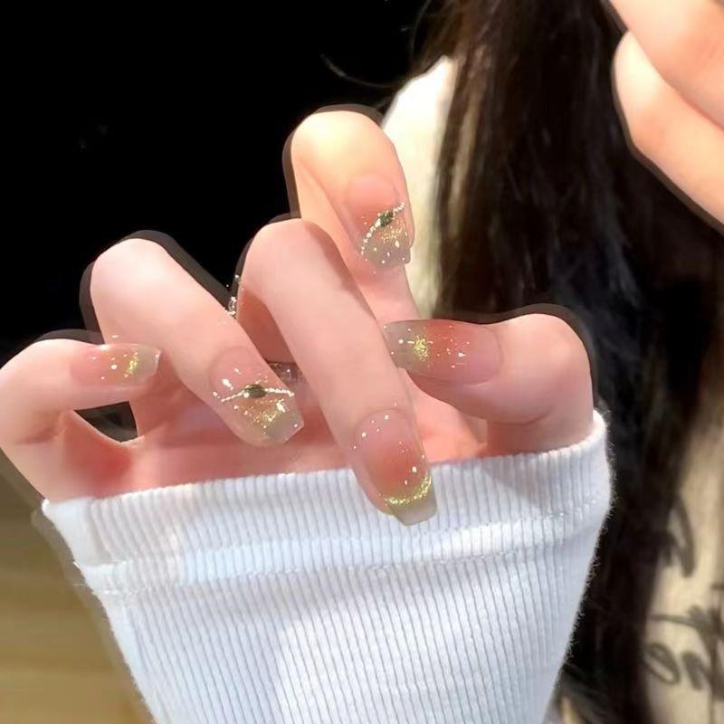 Nail - ネイル ステッカー 女性用 猫眼 フレンチ グラデーション ピンク 透明 アイス ミラーネイル 着脱式 爪 手作り ビューティー 軽量 伸縮性 接触冷感 夏 春夏