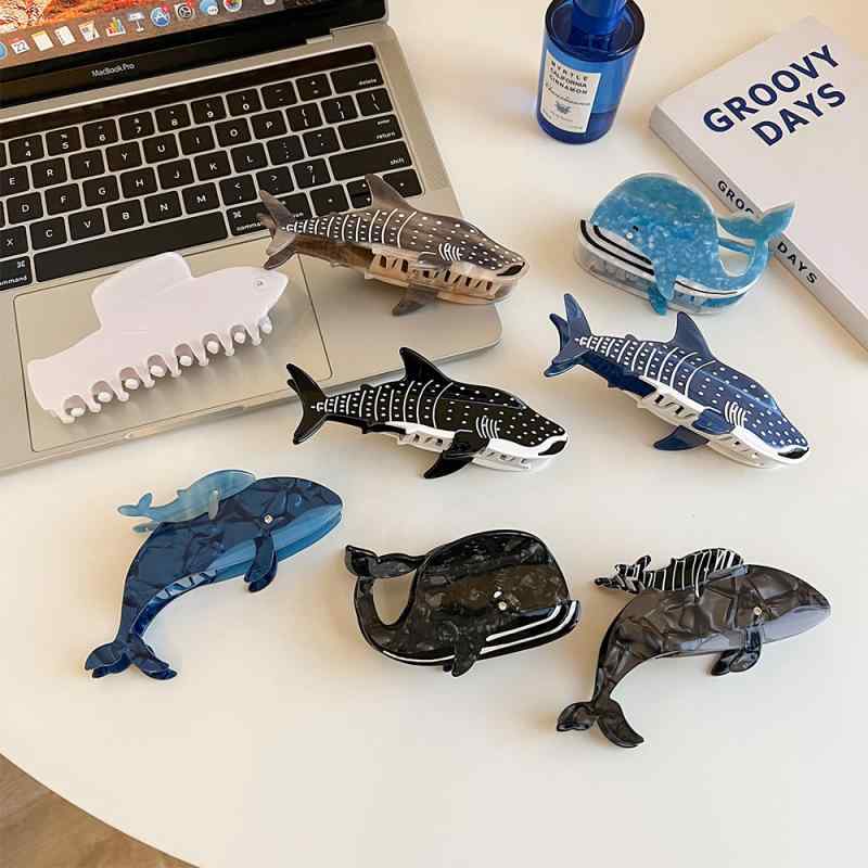 ヘアクリップ 女性用 海洋動物 かわいい クジラ シャーク バナークリップ 爪型ヘア...