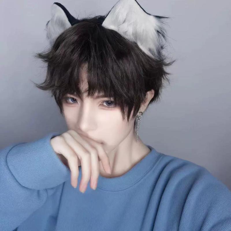 ヘアアクセサリー かわいい 動物耳 発夹 猫耳 狐耳 毛绒 黒 白 黒 ピンク ピンク ...
