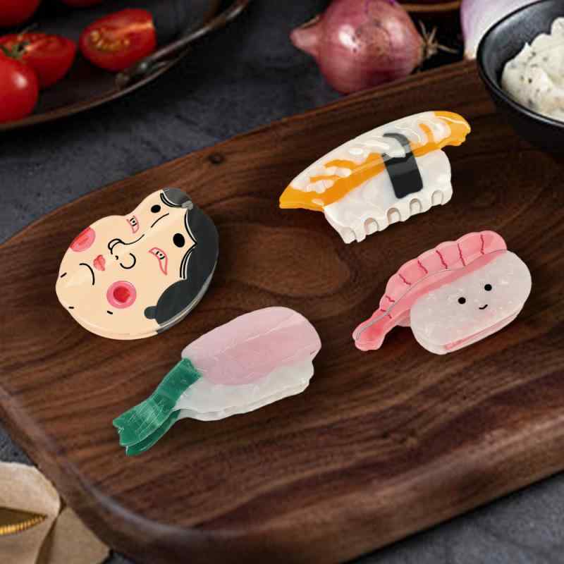 ヘアアクセサリー 女性用 寿司モチーフ 手作り 酢酸 切り替え バナザップ ヘアピン かわいい ファッション アクセサリー 冬 動物柄