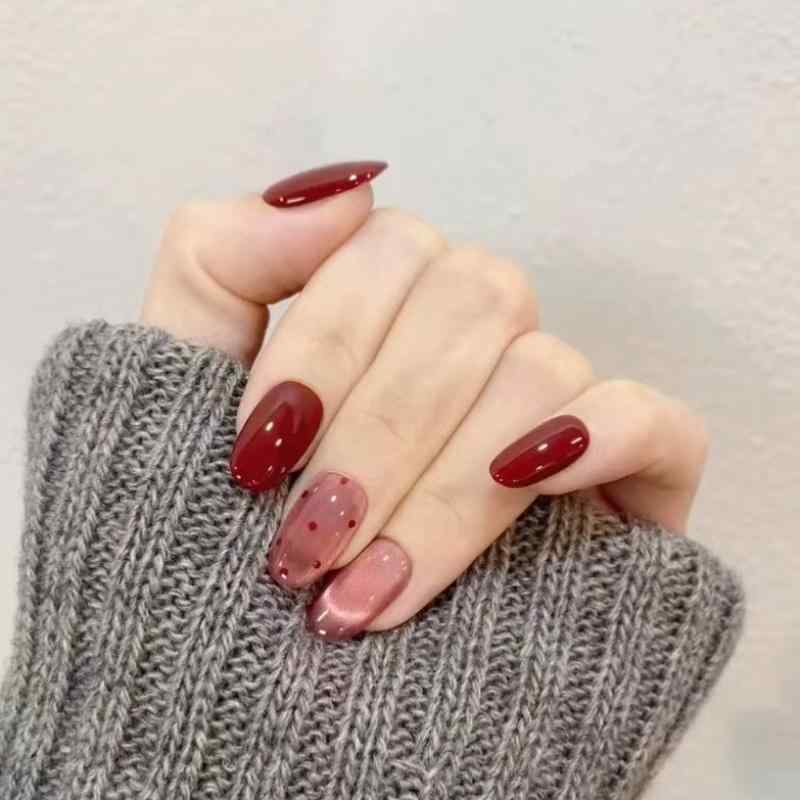 美甲 女性用 短款 車厘子色 猫眼 輝き フレンチ風 かわいい スタイル 椭圆型 杏仁型 透明 超薄 無痕 爆闪 アイシースパークル 星空 星 草莓 パターン ピンク系 フラッシュ 光沢 指先 ケア ネイルアート シール ステッカー 簡単 装着 フレッシ