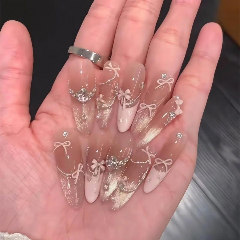 ネイルステッカー 女性用 粉色 フレンチスタイル 猫眼 蝶結 リボン かわいい 甘め スパイシー 爆闪 透明感 インスピレーション風 チークネイル ピュアデイズリー ホワイトベース ハンドネイル セルフネイル デザインシール 簡単貼り付け ファッションア
