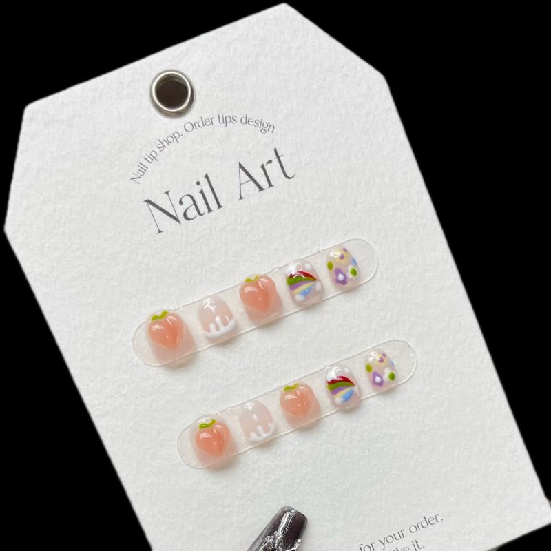 Nail - 子供用 かわいい 指甲ステッカー 子供 女の子 虹色 ピーチ カラフル デザイン 星空 星 モチーフ 蝶結び 柄 短め 着脱式 キッズネイル 貼り付け 簡単 遊び着 普段使い 通学 ピンク系 カラーバリエーション XS S M L サイズ 純色 爆闪 ス