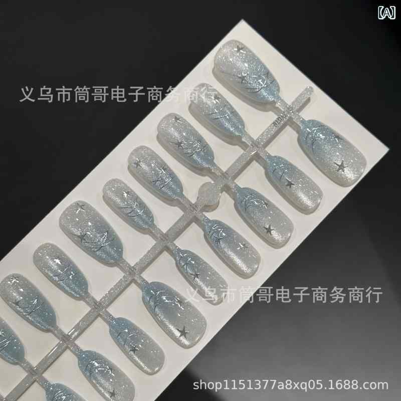 ネイルチップ ブルー ゴールド グラデーション フレンチスタイル フラワーダスト 手作り 超薄 無痕 アイス 透明 付け爪 指先美甲 女性用 日常使い 軽量 伸縮性 接触冷感 ジルコニア 装飾 ピンク系 アイボリー ナチュラル カラーバリエーション XS