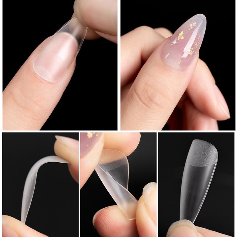 ネイルチップ 女性用 超薄無痕 磨砂加工 フレンチスタイル 指甲貼片 梯形 楕円 水滴 長尖 短款 中款 長款 透明 自然色 補号 全号 軽量 伸縮性 簡単装着 セルフネイル 日常使い 透明素材 自然仕上げ 幾何学柄