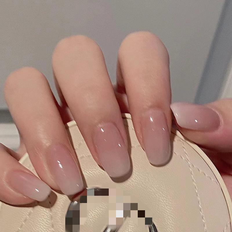 ネイルチップ 女性用 かわいい 甘め アイス 透け感 グラデーション ヌードカラー 短め ベージュ 透明白玉 光沢 星柄 バレエ型 楕円型 アーモンド型 装着式 偽物指甲 ステッカー 薄型 軽量 自然仕上げ セルフネイル 日常使い 手作業 ソフトフィット