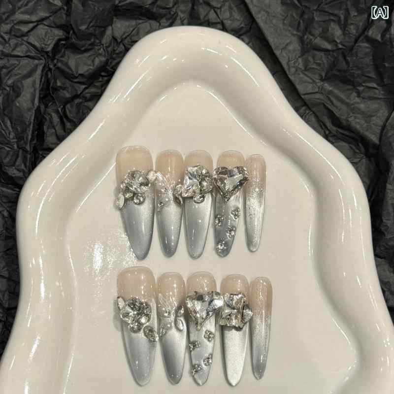 ネイルチップ かわいい 猫目 デザイン 手作り風 INSスタイル 四芒星 パターン ファッション アクセサリー XS S M L サイズ 対応 軽量 簡単装着 日常使い 指先美人