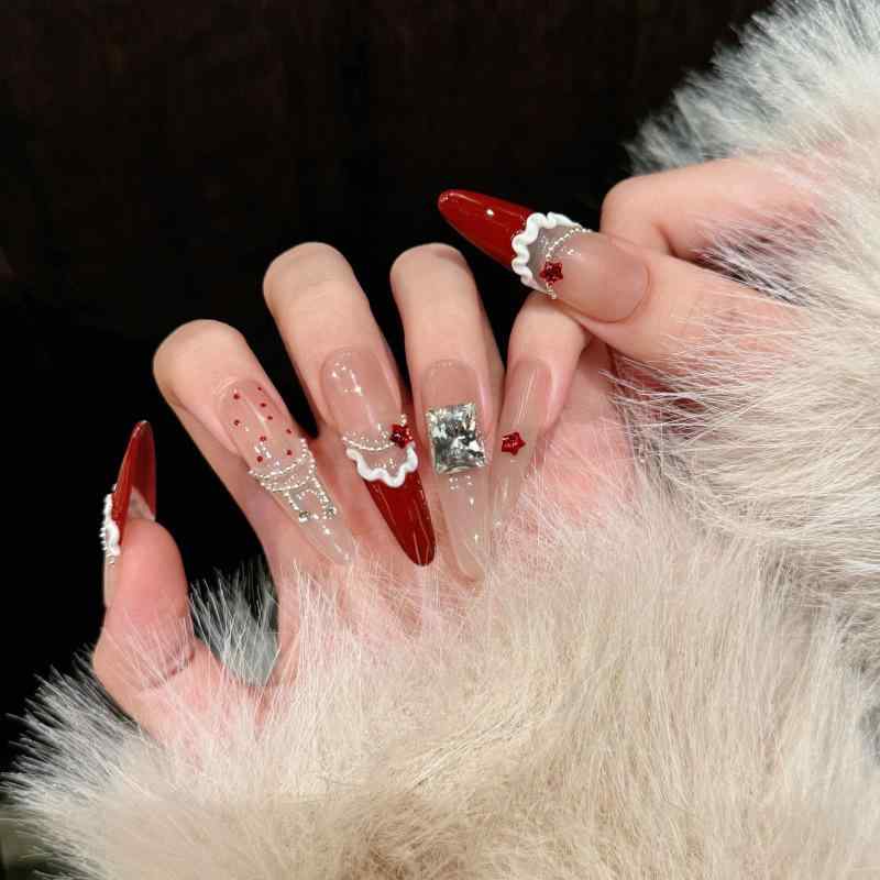 つけ爪 かわいい 手作り 猫目 デザイン ファッション アクセサリー 偽指甲 星柄 細犬尖 タイプ XS S M L サイズ 調整可能 日常使い 華やか 装飾 ネイル 風 シンプル スタイル インスピレーション 源