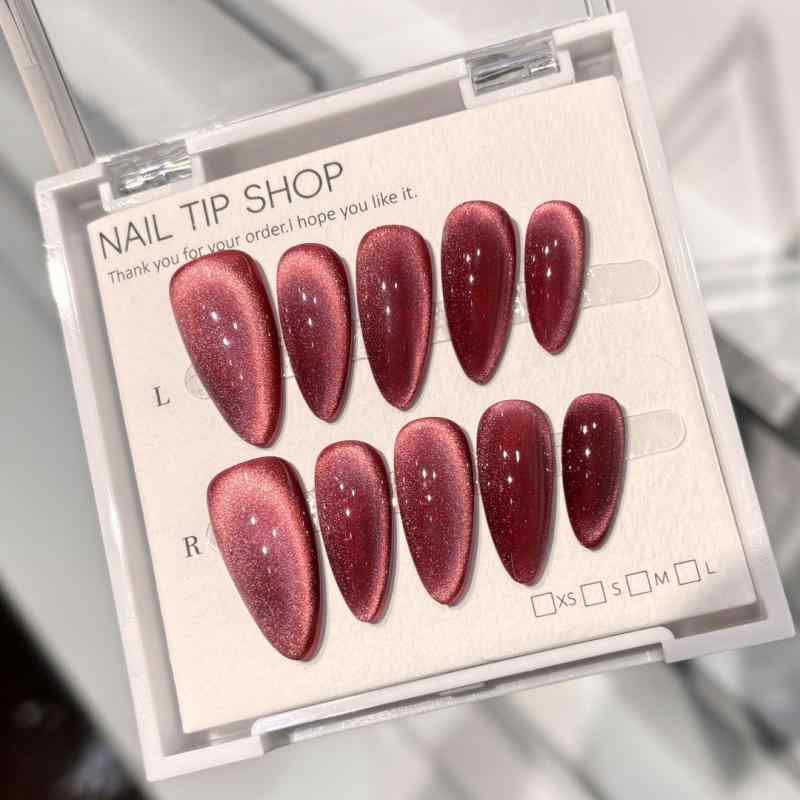 秋冬 ネイル スティッカー チェリーピンク 猫眼 輝き 女性用 指甲 貼り付け ファッション アクセサリー 短方 中方 水滴 形状 ローズ カラーリング 薄型 無痕 爆闪 アイス クリア シンプル モダン かわいい スタイル 星空 パターン 星 モチーフ