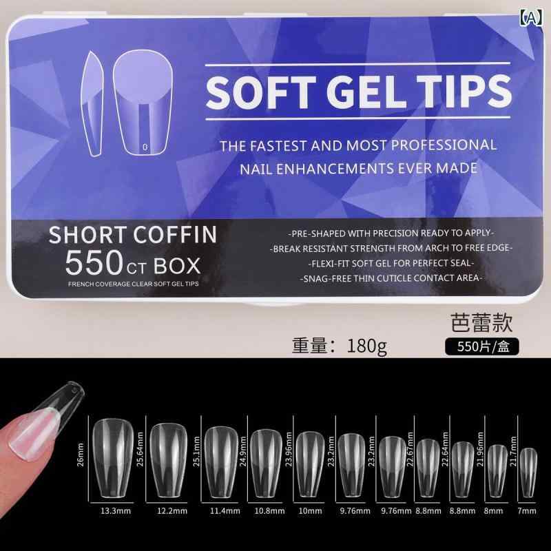 ネイルチップ 女性用 超薄 無痕 半磨砂 方形 550枚 セット バルレ型 透明 格紋柄 長型 椭圓型 水滴型 杏仁型 欧方型 短型 かわいい デザイン 軽量 簡単装着 通勤 普段使い ホームパーティー 夏 秋冬