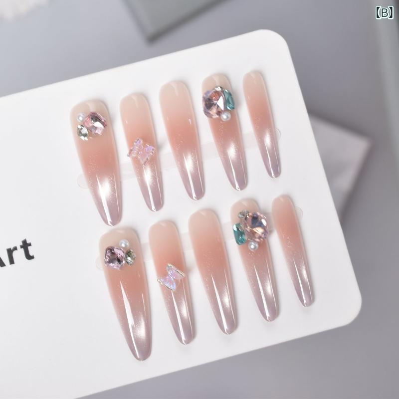 美甲 女性用 かわいい 猫眼 甘美 透明 フレッシュ インスピレーション 風 純粋 欲求 ショート 着用式 紫 ヒョウ柄 蝶結 リボン ステッカー 軽量 伸縮性 接触冷感 再生繊維 指先ケア 日常使い ネイルアート アクセサリー ピンク系 アイボリー カ 3