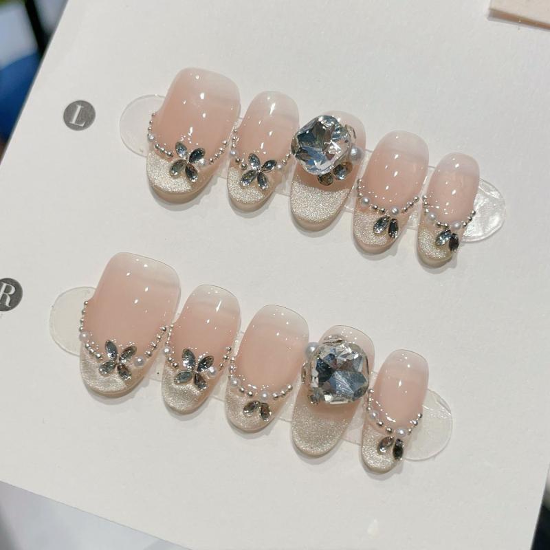 ネイルチップ メンズ レディース 純欲風 簡約 猫眼 法式 アイス 短椭円形 穿戴式 花柄 星空柄 裸色 珍珠 白露 取り外し可能 接触冷感 伸縮性 軽量 日常使い 通勤用 カジュアルスタイル