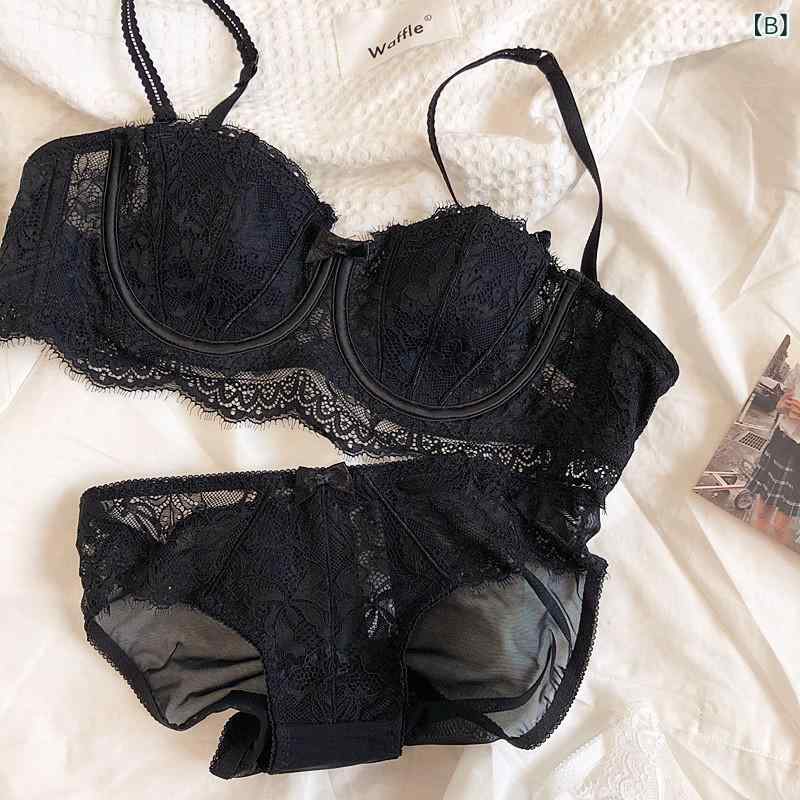 ブラ 文胸 セット 女性用 3/4カップ 無肩帯 防滑 レース ナイロン 透気 吸汗 大胸 見え 小さめ 薄型 カップ 着脱 肩ストラップ 後ろ ホック ホワイト ブラック パープル レッド ピンク ユース ヨーロッパ スタイル 夏 薄手 快適 インナー 3