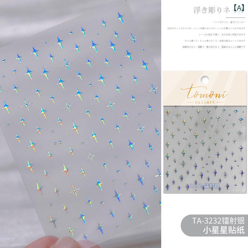 ネイルシール 指甲ステッカー キラキラ 星柄 四角星 星芒 クリスタル ジルコニア ホログラム 銀色 ゴールド ピンク 緑 かわいい 甘め デザイン キッズ 女性用 ネイルアート アクセサリー セルフネイル 簡単貼り付け 光沢加工 人気パターン 通年使用