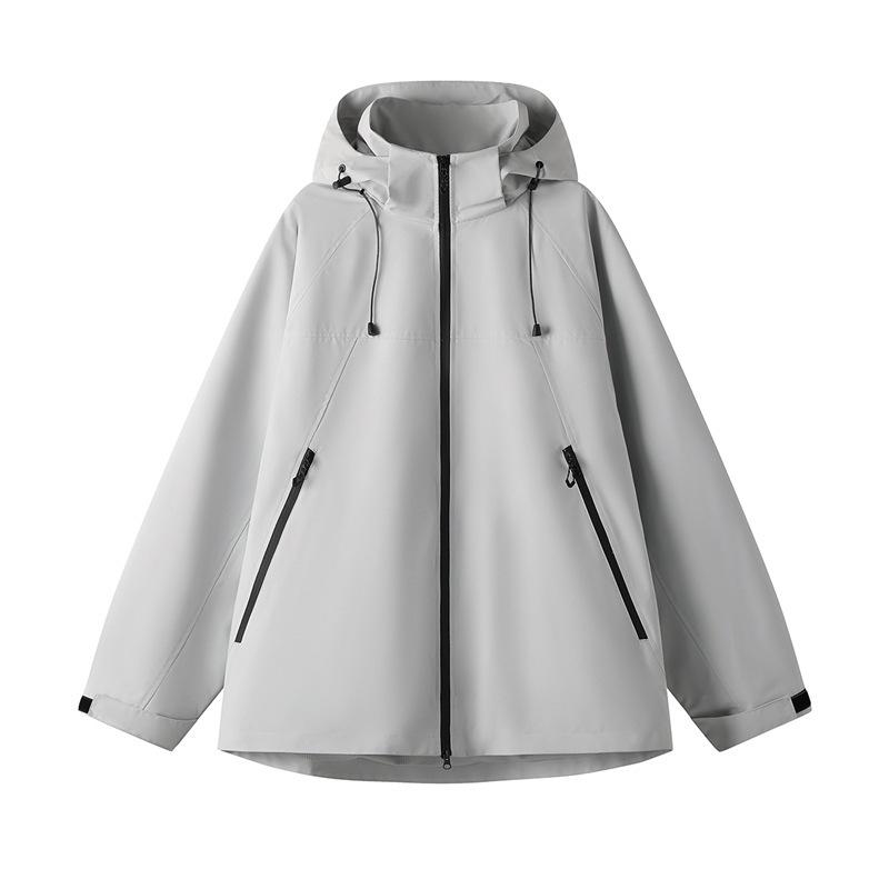 Coat - アウトドア ジャケット 男女兼用 防水 防風 透湿 耐摩耗 涤纶 素材 薄手 連帽 純色 軽量 春夏 秋 対応 登山 ハイキング キャンプ トレッキング 釣り サイクリング 旅行 郊外散策 狩猟 滑板 クライミング ユニセックス ゆったり シルエット ホ