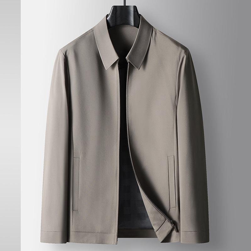 Rakuten - メンズ ジャケット 秋冬 ビジネス 軽量 合体型 翻領 長袖 ジッパー 薄手 耐磨 防風 防裂 ポリエステル 混紡 純色 直裾 サイドポケット ノンホッド 長袖 ビジネスカジュアル 通勤 普段使い 軽ビジネス ミドルエイジ 青年向け 合体シルエット 免烫
