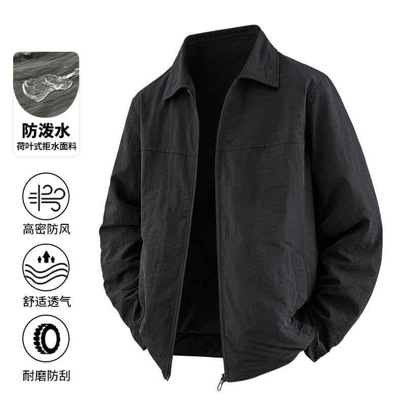 男女兼用 春夏 防風防水 登山ジャケット 薄手 軽量 合体型 立領 長袖 切り替え ピンカラ 化繊混紡 ニルコン ニルコン裏地 防水 免烫加工 直下摆 側ポケット 街潮 ファッション 都市 青年 休闲 外穿 通勤 普段使い アウトドア ブラック ミリタリ
