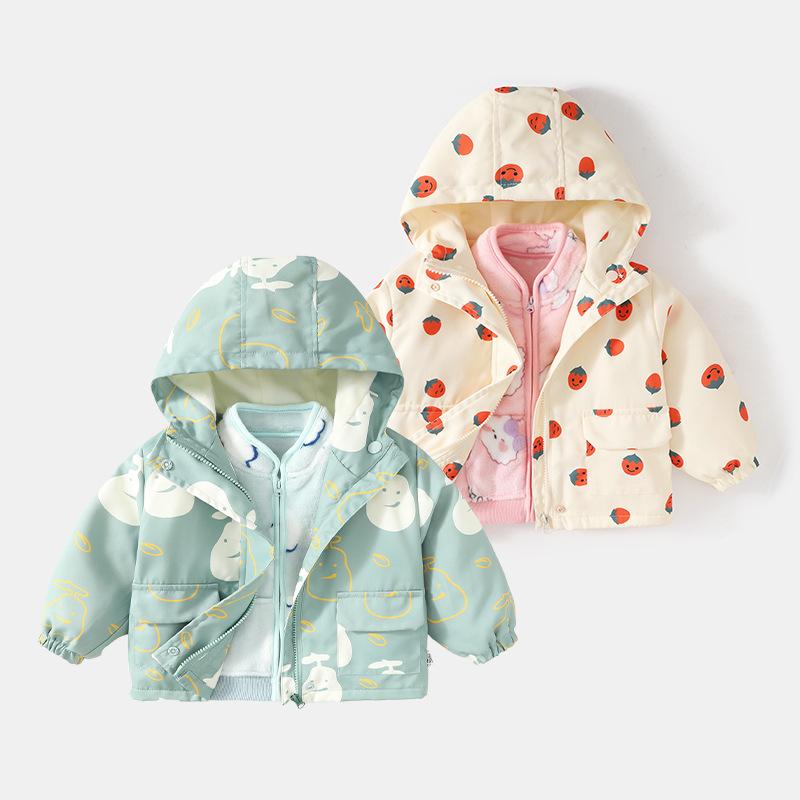 Coat - キッズ 男女兼用 冬用 長袖 フリース ジャケット コート アウトドア 軽量 ポリエステル 緑 ピンク かわいい 普段使い 3〜8歳向け