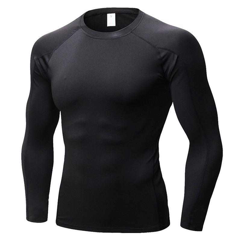 Tシャツ メンズ 長袖 運動用 スポーツシャツ トップス トレーニングウェア ヨガ フィットネス ランニング インナー 伸縮性 ストレッチ 吸湿速乾 圧縮 アンダーウェア タイト スリム 普段使い ジム 筋トレ 無地 ブラック
