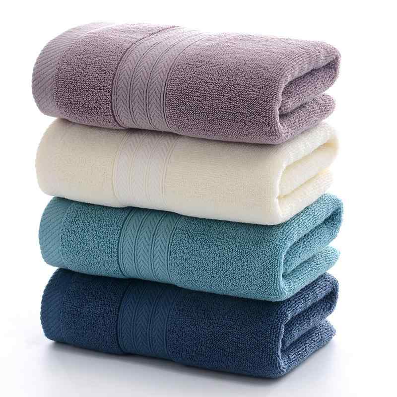 Face Towel - 毛巾 フェイスタオル 純棉 コットン100% 抗菌 加厚 新疆綿 32股 提花 80-100g 34x74cm 魚骨紫 魚骨藍 魚骨米黄 魚骨緑