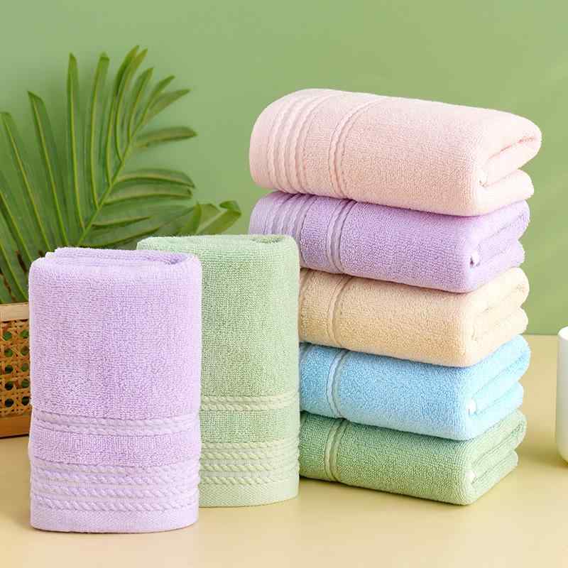 Face Towel - 毛巾 純棉 吸水 柔軟 洗顔 ドライヘア メンズ レディース ピンク ブルー グリーン 家用 男女通用 新疆綿 100g-120g 34x74cm