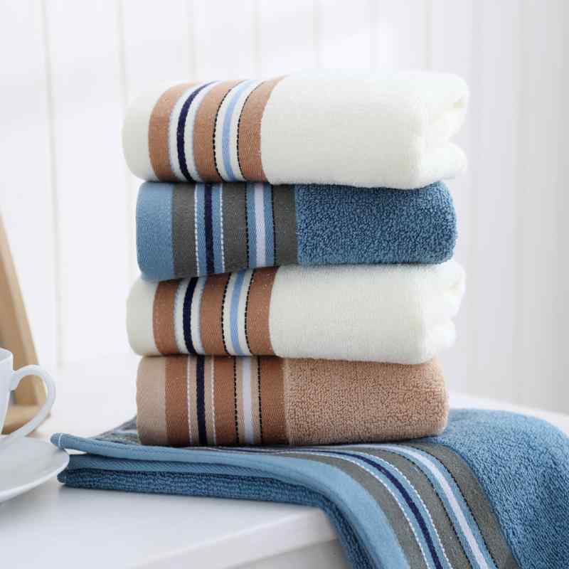 Face Towel - 毛巾 フェイスタオル 純棉 32股 刺繍 ロゴ ギフト 厚手 100g-120g 白色 藍 コーヒー 33x73cm 95%