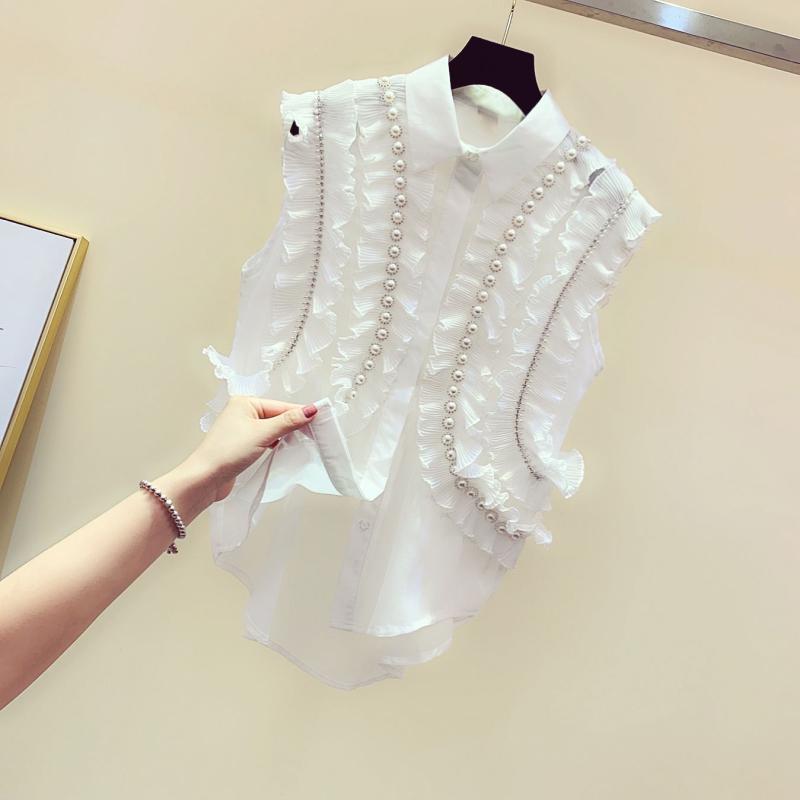 Tシャツ 女性用 夏 無袖 雪纺 綿 修�