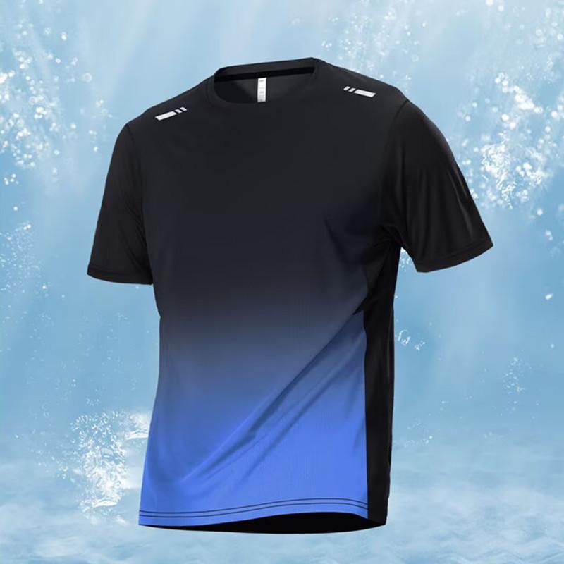 Tシャツ メンズ 半袖 トレーニングウェア グラデーション スポーツウェア フィットネス 吸湿速乾 ランニング トップス 運動着・スタイル: 港風・主な素材: ポリエステル(ポリエステル繊維)96%以上・柄: 無地・シルエット: ルーズ・スタイル: プルオーバー・袖丈: 五分袖・フード有無: フードなし・厚さ: 普通・生地名: 綿混紡・加工: 形態安定加工・カラー展開: グレー,グリーン,レッド,ブルー・サイズ展開: M,L,XL,2XL,3XL,4XL,5XL・重量: 180g・対象年齢: 大人・性別: 男性・カテゴリ: Tシャツ