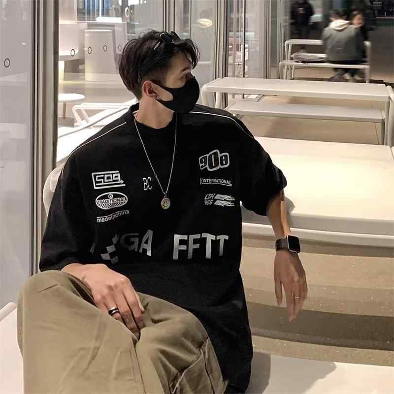 Tシャツ メンズ 半袖 ヘビーウェイト 240g トップス アメリカン トレンド系 バイカーファッション ゆったり 大きいサイズ オールシーズン・スタイル: 美式レトロ・主な素材: 綿100%以上・柄: 文字・シルエット: ルーズ・対象: 青少年・スタイル: プルオーバー・ネックライン: クルーネック・袖丈: 半袖・フード: なし・厚さ: 普通・カテゴリ: Tシャツ・袖の形状: ドロップショルダー・重量: 180g-250g・対象年齢: 成人・性別: 男性・製品カテゴリ: Tシャツ